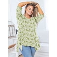 thumbnail image 4 of SHOWMALL Chemise Grande Taille pour Femmes Manches 3/4 Vêtements Roses Vertes 1X Blouse Haut Évasé Col Rond Maternité Vêtements Amples pour Leggings, 4 of 6
