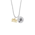 thumbnail image 2 of Delight Jewelry Goldtone Class of 2020 Silvertone Script Initial Disc - M - Charm Necklace, 20"+3", 2 of 4