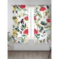thumbnail image 2 of Sheer Curtains 63 inches Long, Red Mushrooms Fruit Leaf Modern Art Watercolor Plant Light Filtering Sheer Window Curtains Rod Pocket Voile Drapes for Bedroom Living Room, 52"W x 63"L 2 Panels, 2 of 7