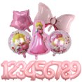 thumbnail image 5 of juego de globos de aluminio de princesa Peach rosa de 32 pulgadas con temática de princesa de dibujos animados para decoraciones de fiesta de cumpleaños de niña, 5 of 5