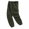 thumbnail image 2 of Wrtxtat Cargo Pants for Men Elastic Waist Tapered Jogger Sweatpants with Multiple Pockets Travel Outdoor Camping Clmbing Trousers Green#01 S, 2 of 7