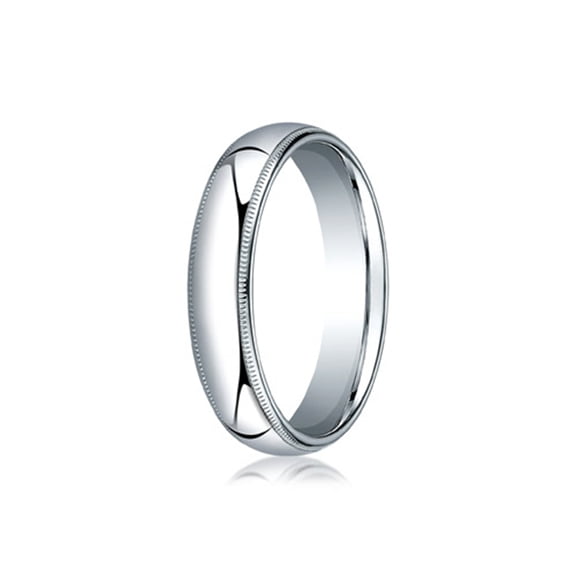 Benchmark� 10k White Gold 5mm Slightly Domed Standard Comfort-fit Ring With Milgrain