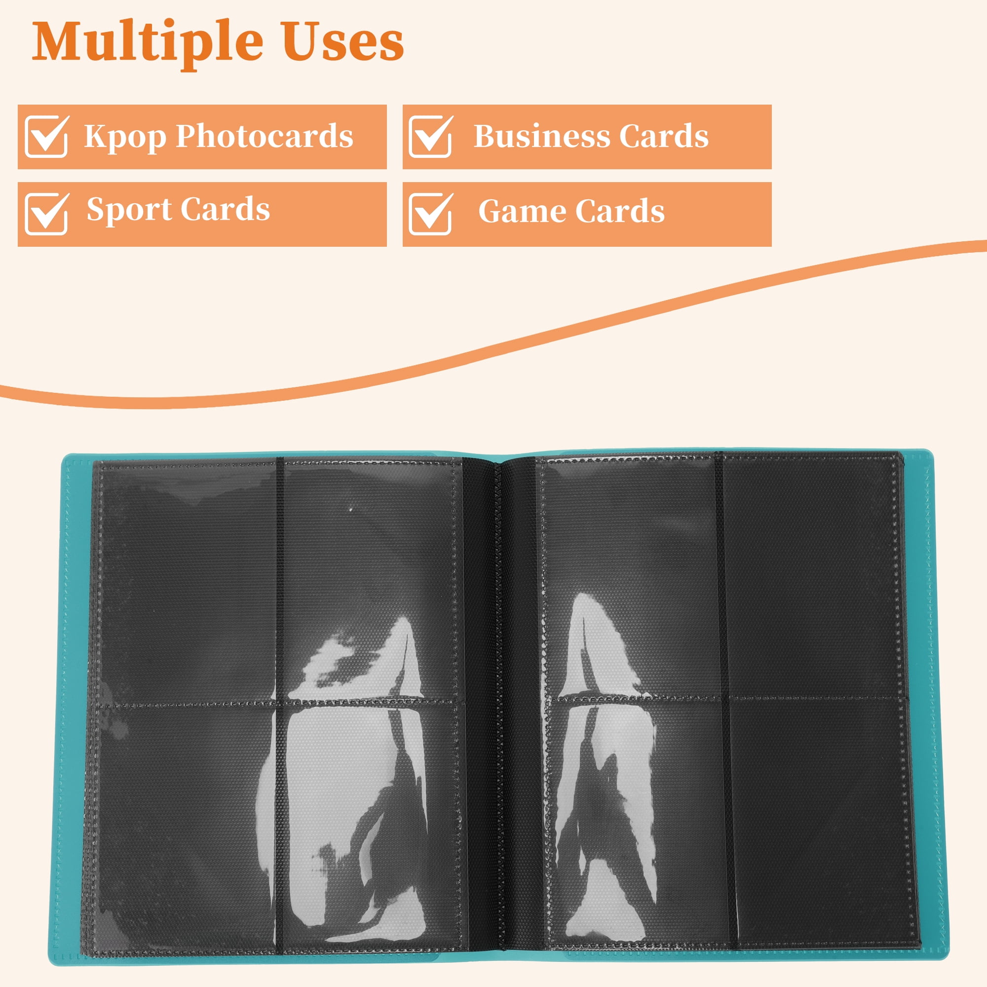 Unique Bargains Card Binder with 160 Card Capacity 4 Pockets and 20 Pages ["Lake Blue"]