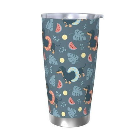 

Cauagu Watermelons Dachshunds Pattern 20oz Tumbler Stainless Steel Vacuum Insulated Tumbler with Lid Insulated Coffee Mug Thermal Cup with Splash Proof Sliding Lid-Without Straw