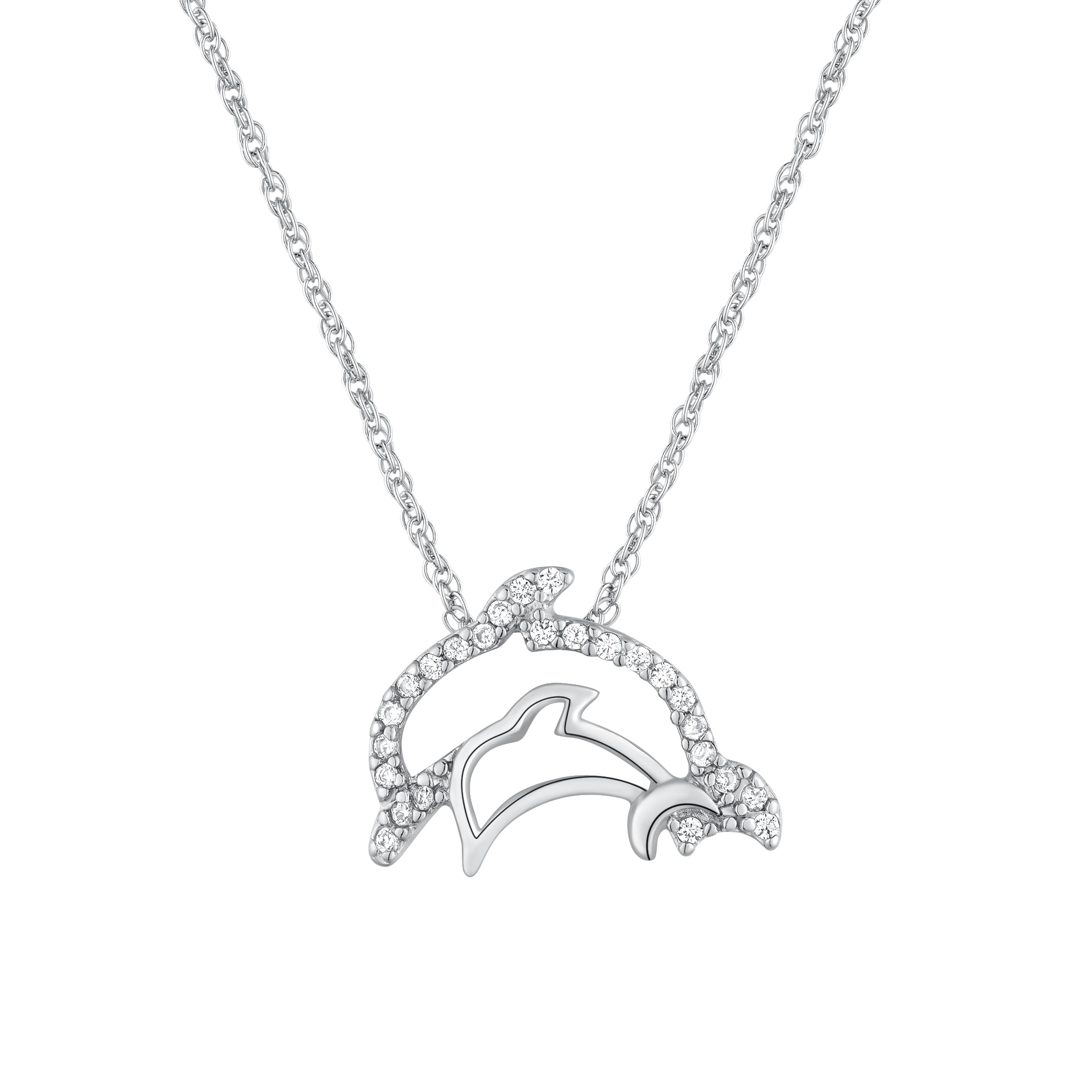 Brilliance Fine Jewelry Adult Simulated Diamond Sterling Silver Dolphin Necklace