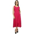 thumbnail image 1 of Bimba Womens Designer Rayon Dress With Pockets Solid Crimson Maxi With Scarf - 28, 1 of 6