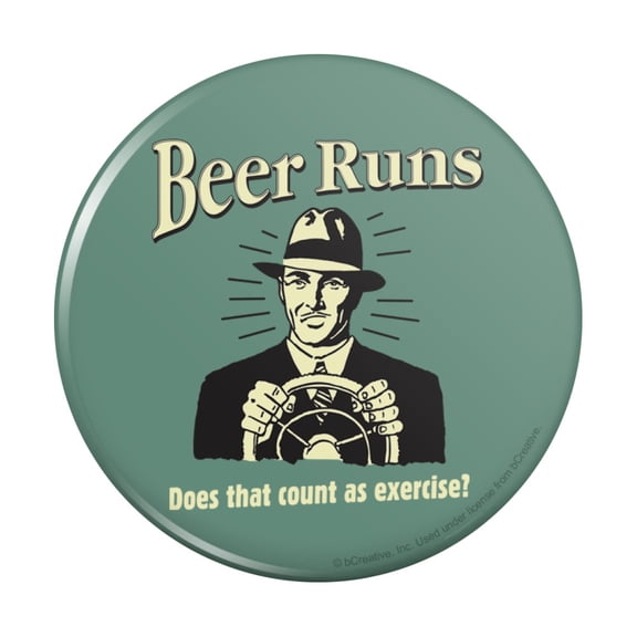 Beer Runs Does That Count as Excercise Funny Humor Retro Pinback Button Pin