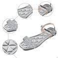 thumbnail image 5 of Rokment Metallic Sparkly Rhinestones Dressy Sandals for Women Ladies 2026 Delicate Bling Square Toe Flat Ankle Strap Low Heels Bride Wedding Low Heel Dress Summer Shoes Beach Silver Size 9, 5 of 7