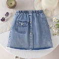 thumbnail image 2 of Shadoumai Denim Flared Skort for Toddler Girls Playful Pleated Mini Jean Skirt with Built-In Shorts, 2 of 7