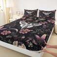 thumbnail image 3 of Homewish Skull Moth 4 Pieces Queen Sheet Sets For Teens Boys Girls,Bohemian Theme Ultra Soft Flat Sheet,Exotic Style Queen Fitted Sheet,Lightweight Room Decor, 3 of 7