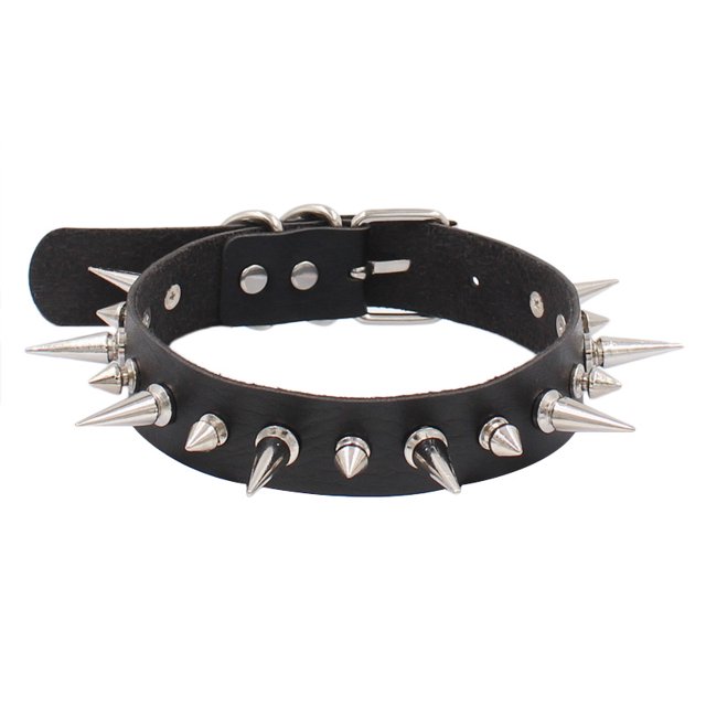Collar de cuero estilo Harajuku europeo y americano, collar de cuero Punk Rock negro, tendencia gótica de punta, joyería Sexy negra(2 piezas) LingWen 9024715026033
