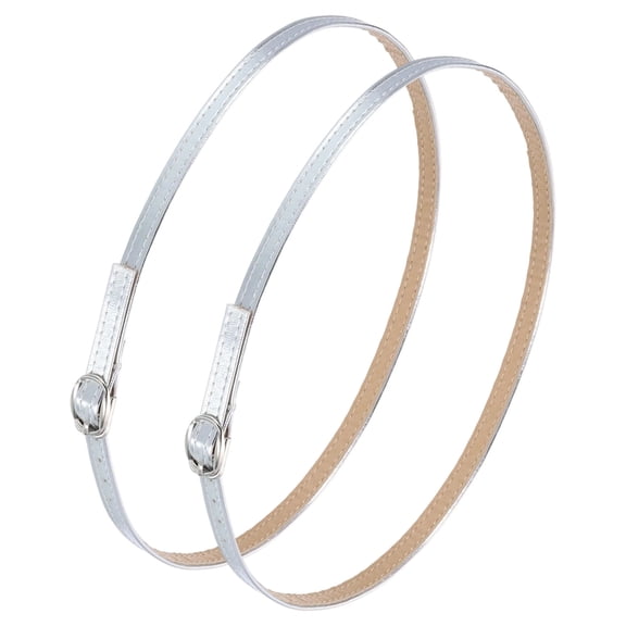 1 Pair Replacement Ankle Straps for Heels Detachable High Heels Shoe Straps Adjustable PU Leather Shoe Bands, Silver