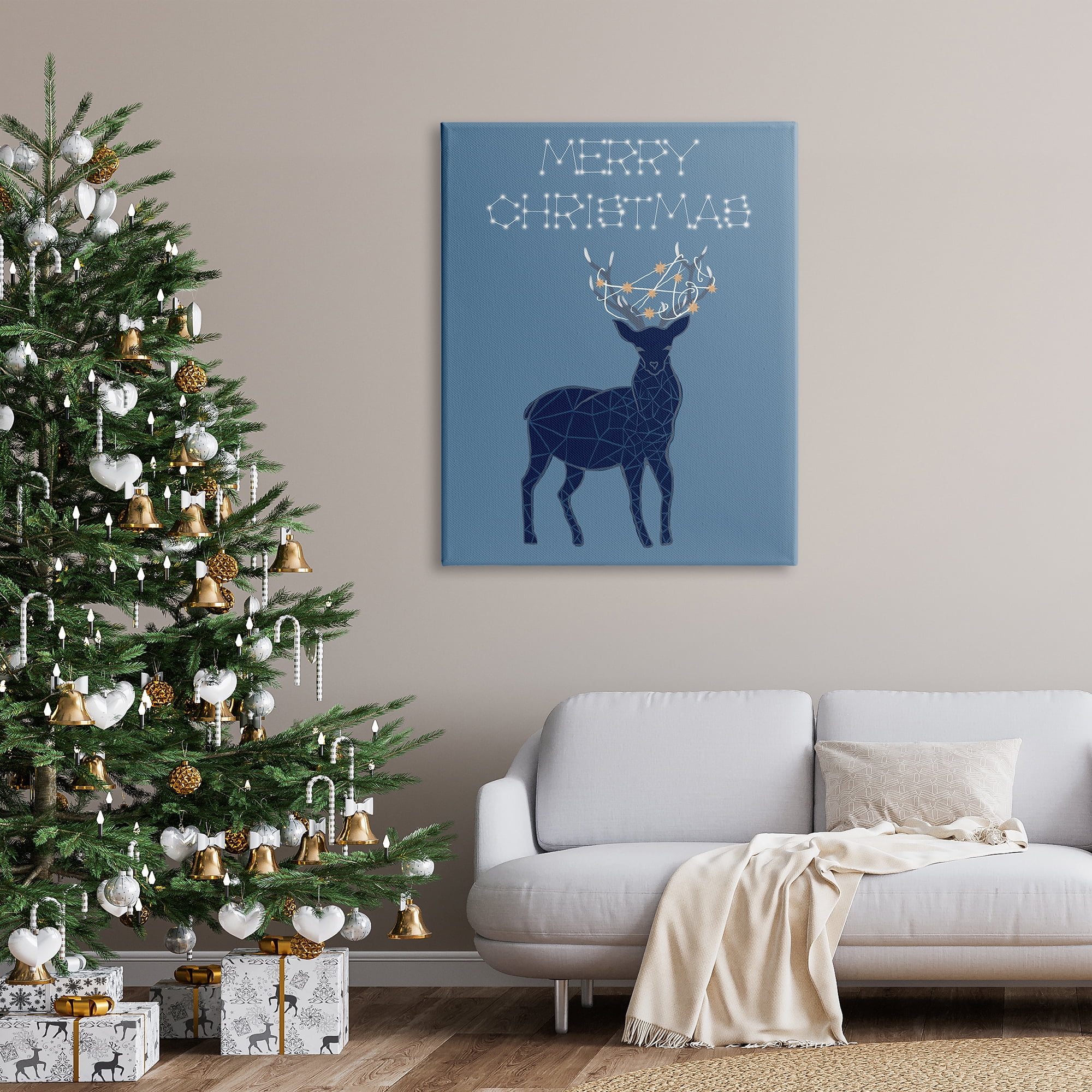 Stupell Industries Christmas Constellations Deer Holiday Painting Gallery Wrapped Canvas Print Wall Art, 36 x 48