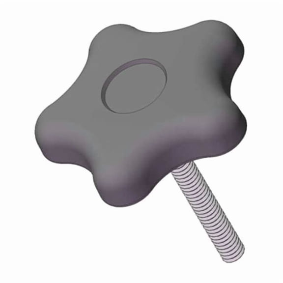 Star Knob with Screw, 5/16-18 Thread Size, 0.50"L, Steel