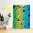 thumbnail image 5 of FMSHPON Peacock Feather Rainbow Tie Dye Clipboard Hardboard Wood Nursing Clip Board and Pull for Standard A4 Letter 13x9 inches, 5 of 7
