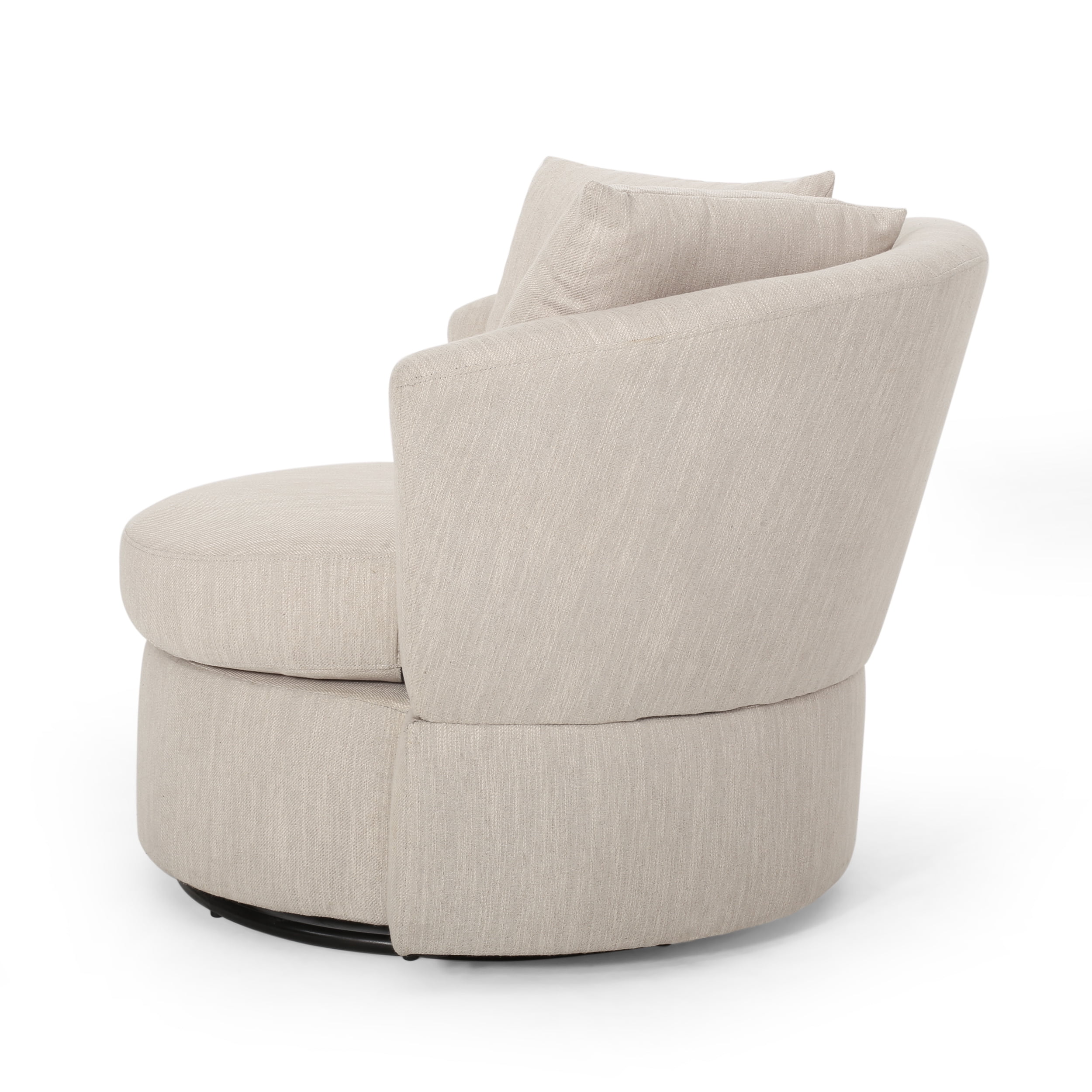Noble House Candler Upholstered Swivel Club Chair, Beige and Black