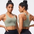 thumbnail image 2 of HNMKIU Plus Size Sports Bras for Women with Adjustable Straps Back Shockproof Underwire Free with Beauty Back Design Detachable for Fitness Plus Yoga Bras for Women Green,XXXL, 2 of 6