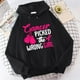 thumbnail image 1 of Sudadera holgada con estampado de letras "Elegir a la chica equivocada" para mujer, con concienciación sobre el cáncer de mama, camisetas casuales de manga larga, 1 of 4