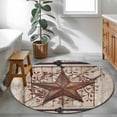 thumbnail image 3 of Texas Star Retro Round Area Rug 4Ft Washable Circle Rugs for Bedroom Dining Room, Brown Beige Wooden Berry Vintage Non-Slip Carpet Floor Mats Indoor Outdoor Carpet Runner Aesthetic Home Decor, 3 of 8