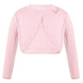 thumbnail image 1 of Ocealan Kids Girls Solid Color Long Sleeve Cropped Cardigan with Bowknot and Rhombus Pattern Cover up Pink 140, 1 of 7