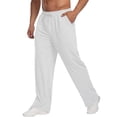 thumbnail image 3 of Men's Lightweight Sweatpants Open Bottom Drawstring Sweat Pants Straight Leg Gym Fall Lounge Pants with Pockets, M, 3 of 6