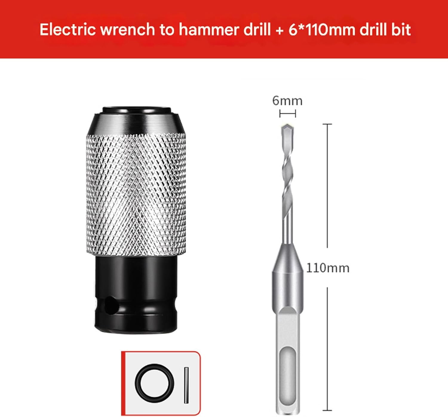 Electric Hammer To Drill Converter, Rotary Hammer Adapter with 4 Impact Drill Bits Set for Concrete Brick Stone Drilling
