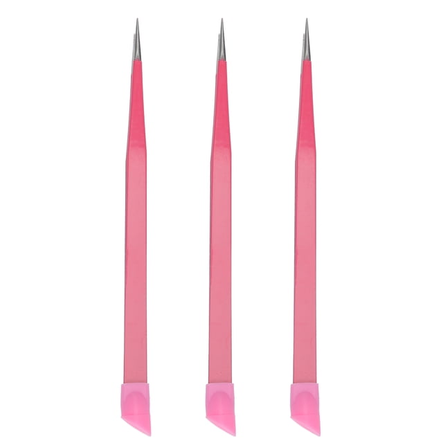 Pinzas de uñas multiusos de 3 piezas Pinzas de gel de sílice de dos cabezas en relieve rosa
