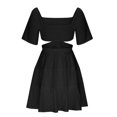 thumbnail image 3 of Birdeem Robe Mini à Manches Courtes Décontractée Unie d'Été à Col Carré pour Femmes, 3 of 5