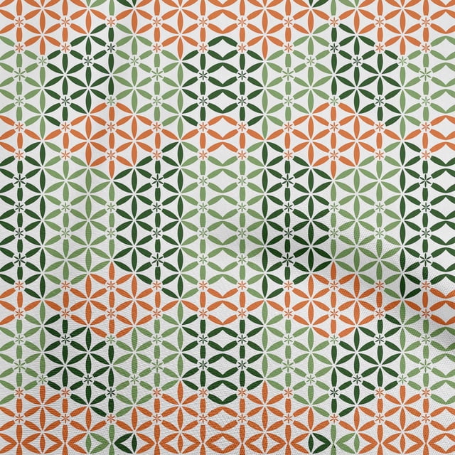 oneOone Cotton Poplin Orange Fabric Geometrical Sewing Craft Projects Fabric Prints By Yard 56 Inch Wide