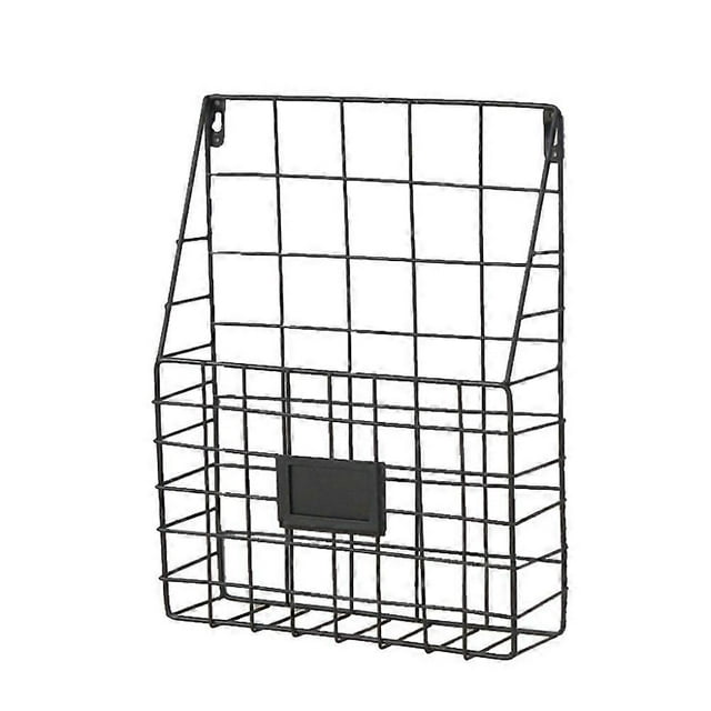 Nordic Style Letter Holder Book Organizer Wrought Iron Office Desktop Document Storage Rack (Black)