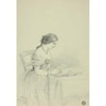 thumbnail image 2 of Elizabeth Murray 18x24 Black Ornate Framed Double Matted Museum Art Print Titled: Woman Watercoloring (Possibly a Self Portrait) (1856), 2 of 5