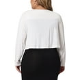 thumbnail image 3 of Agnes Orinda Plus Size Cardigan for Women Long Sleeve Open Front Elegant Cropped Shrugs Bolero Cardigans 1X White, 3 of 6