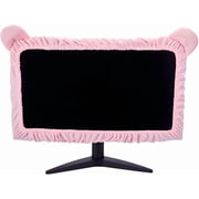 23"-27" Kawaii Computer Monitor Cover with Cat Ear Design Pink Computer Monitor Protective Cover Screen Elastic Dustproof Display