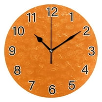 Ryvnso Dark Orange Print Wall Clock Non Ticking Silent Kitchen Clock Battery Operated Clocks 10 inch