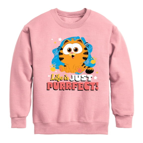 Garfield - Life Is Just Purrfect - Toddler & Youth Crewneck Fleece Sweatshirt