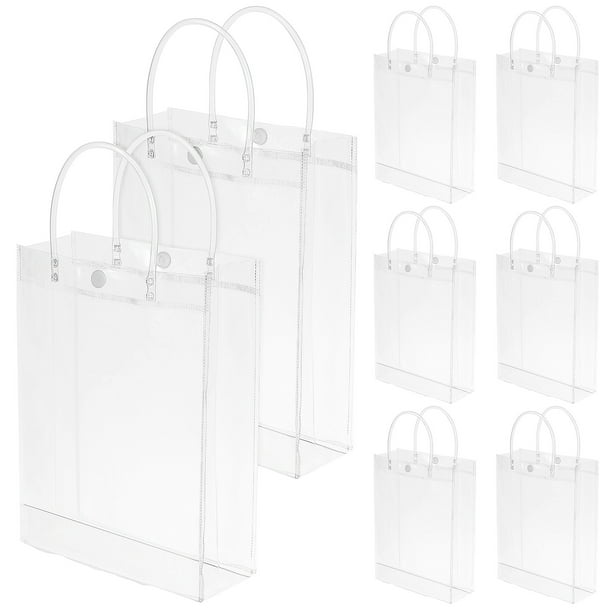 BRIGHTFUFU 8 Uds. Bolsas de regalo transparentes con asas, bolsas transparentes para regalos, bolsas de regalo reutilizables, bolsas de recuerdo de fiesta para bodas y cumpleaños