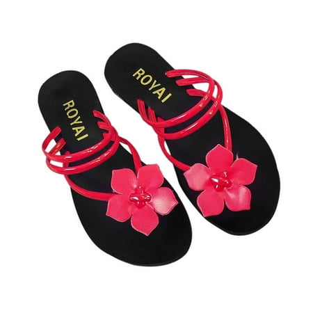 

Clearance! Stylish Summer Women Slides Metal Women Shoes Chains Flip Flops Flats Fashion Beach Flat Heel Shoes With Flower 36-40