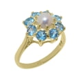 thumbnail image 1 of LBG British Made 9k Yellow Gold Cultured Pearl & Blue Topaz Womens Promise Ring - 33 size options - Size 4.5, 1 of 6