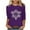 Purple, variant on ShiShine Christmas Crew Neck Shirt for Women Funny Xmas Graphic 3/4 Sleeve Tee Winter Holiday Family Party Tops