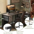 thumbnail image 5 of 48" L Shaped Office Desk Charging Station & 2 Fabric Drawers, Corner Computer Desk with Open Shelf for Home Office Gaming, Oak, 5 of 10