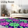 thumbnail image 2 of ODIKA 2'x3' Machine Washable Non-Slip Area Rug, Wildflower Meadow Interlocking Petal Botanical Art Design High Traffic Rug, Purple, 704298, 2 of 7