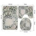 thumbnail image 3 of Green Leaf Pattern Bathroom Rugs Sets 3 Piece,Toilet Cover Set,Absorbent Non Slip Bathroom Mats Sets with U-Shaped Contour Rug Toilet Rug Set, 3 of 5