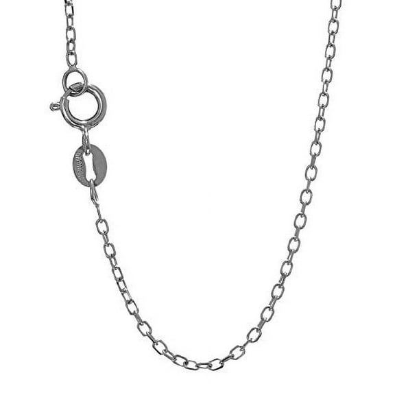 JewelStop 14k Solid White Gold 1.3 mm Faceted Cable Link Chain Necklace, Spring Ring Clasp-20 Inches, 1.5gr.