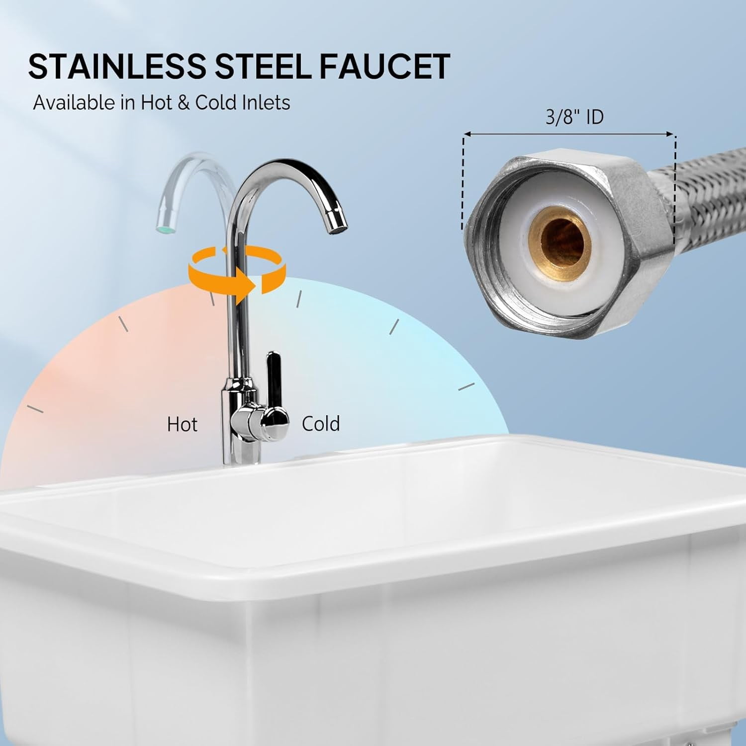 LINJH Upgrade Height  Utility Sink Laundry Tub Freestanding Utility Sink with Faucet