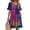 Navy, variant on Womens Tie Dye Dress Ruffle Short Sleeve V Neck A Line Sundress Flowy Fashionable Dresses