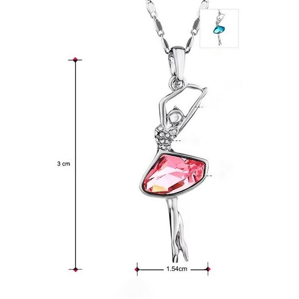 Fino Collar Bailarina Ballet Cristal Swarovski Oro 18k Lam rosa Unitalla
