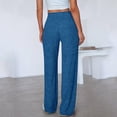 thumbnail image 6 of Women Flare Ribbed Pants High Waist Elastic Wide Leg Sweater Pant Lounge Pajama Pants Comfy Open Bottoms Palazzo, 6 of 6