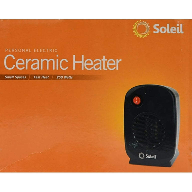 Soleil Personal Electric Ceramic Heater, 250 Watt MH-01, Black - Walmart.com