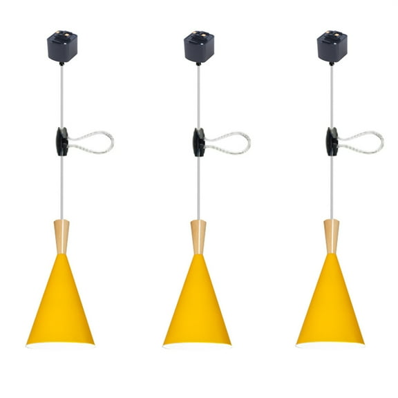 JLOWCO Adjustable H Track Pendant Lighting 3 Pack Living Room Modern Pendant Led Lighting Fixtures Ceiling Industrial Led Yellow Pendant Light (LED Bulb Include)