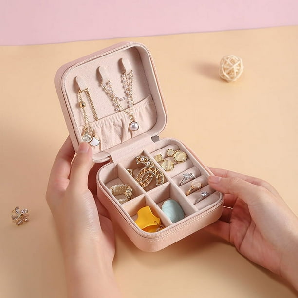 Caja de joyería portátil, caja de joyería de viaje, exquisita caja organizadora de joyas, caja de joyería diseñada a medida